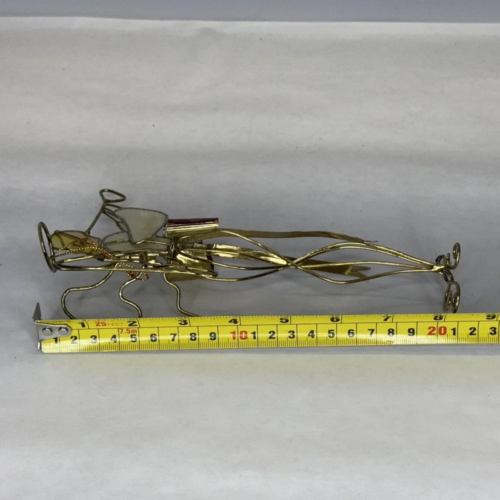 2‎ VTG. Stained Glass & Brass Color Angel Trumpet Free Standing Or Hang On Tree!